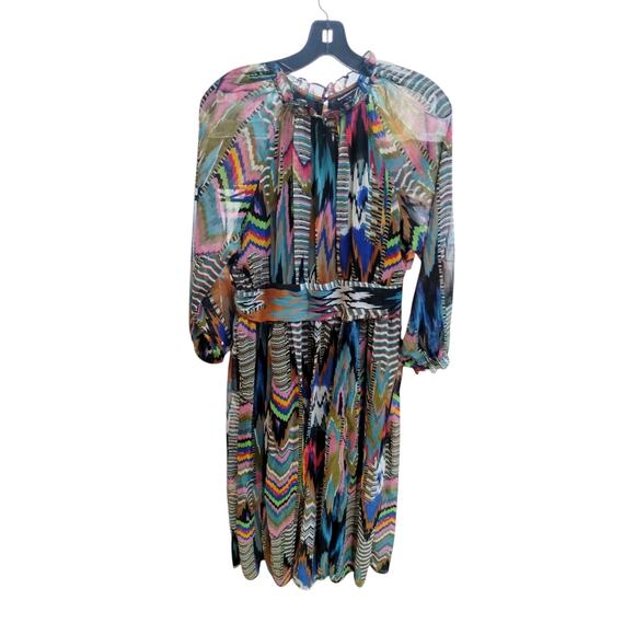Kassually Womens size Large Flowy Sheer Boho Colorful Artsy Abstract Print Dress - Picture 5 of 9